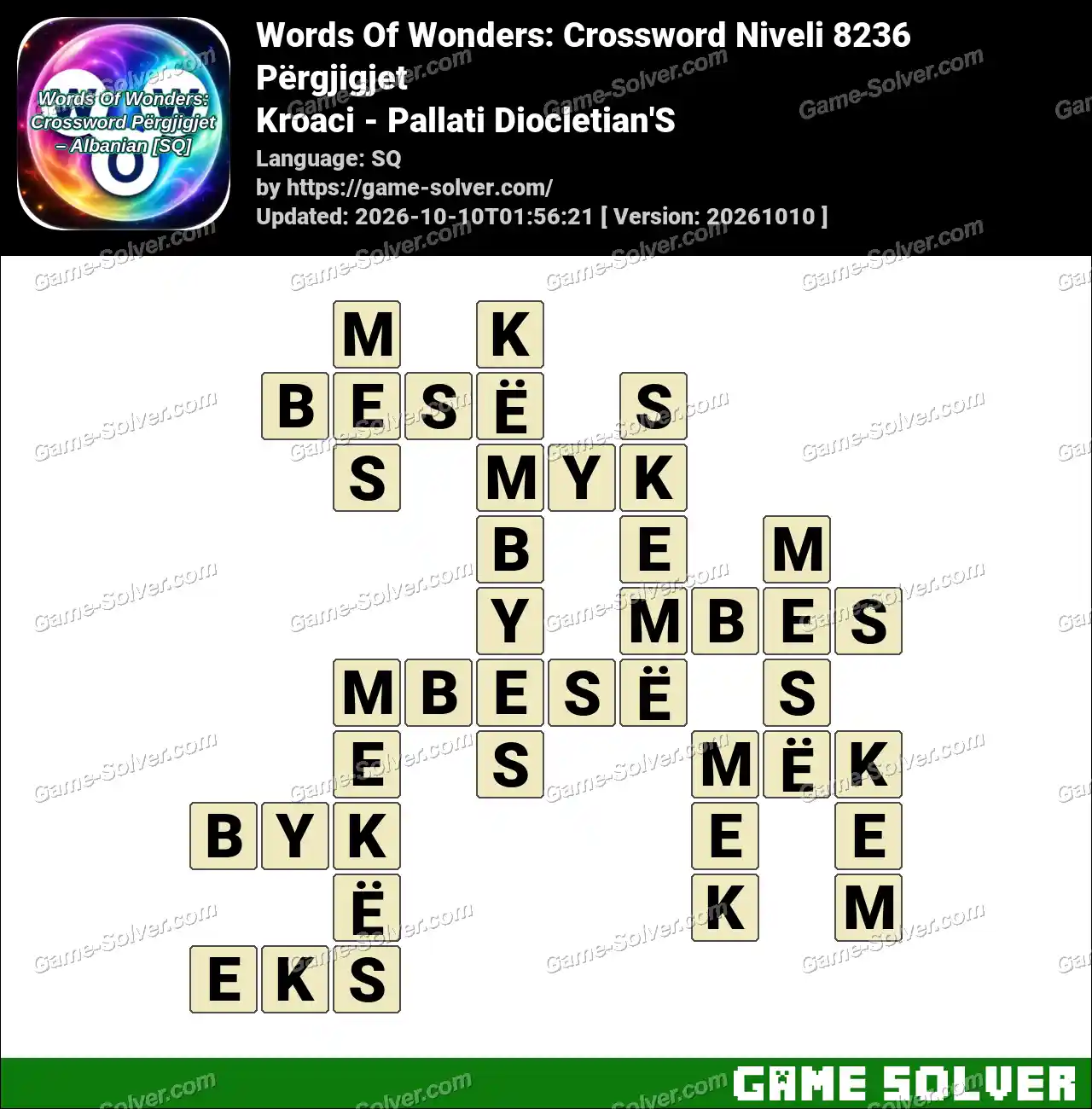 Words Of Wonders: Crossword Niveli 8236 Përgjigjet – Kroaci – Pallati Diocletian’S